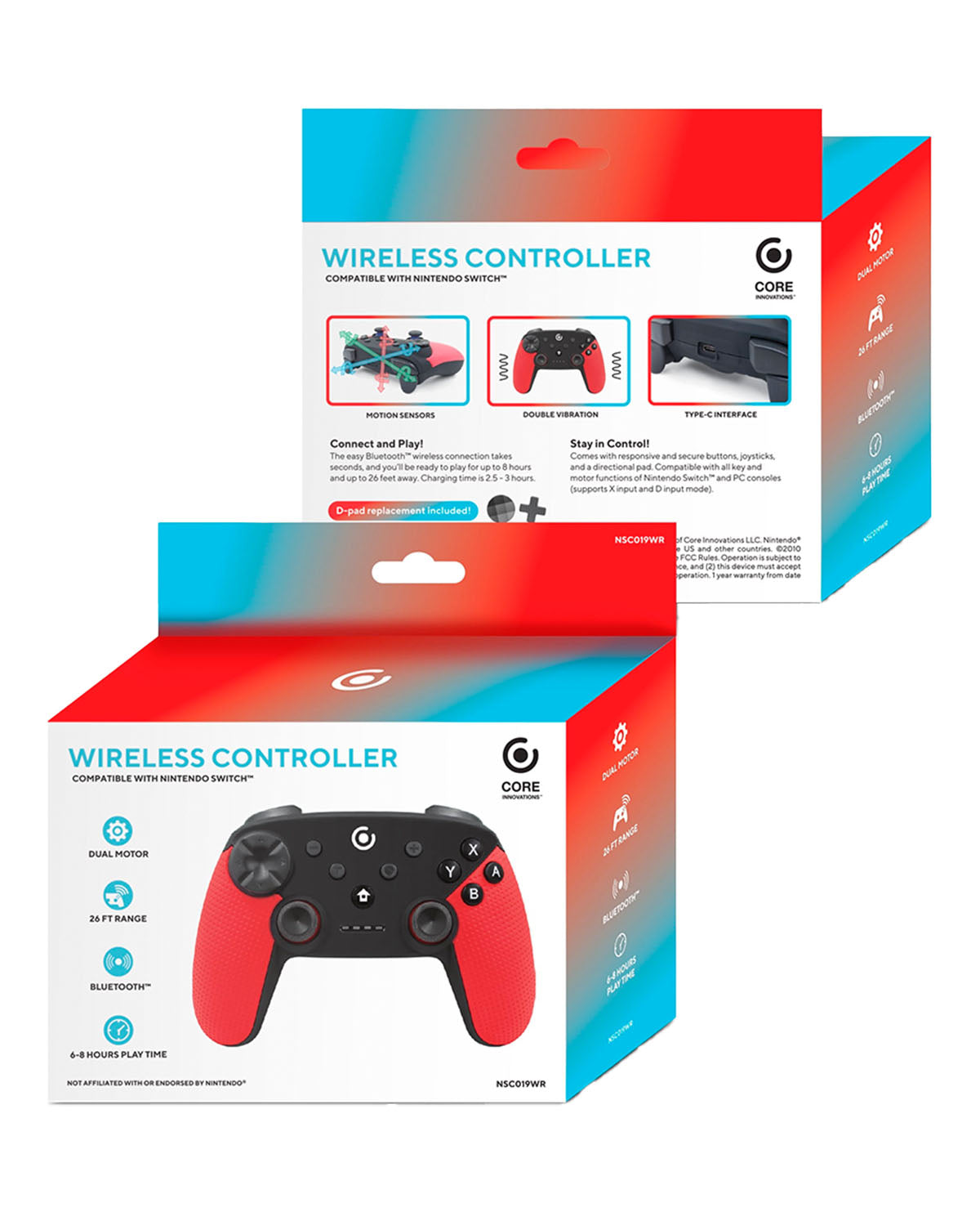 Control Inalámbrico Negro Core Para Nintendo Switch